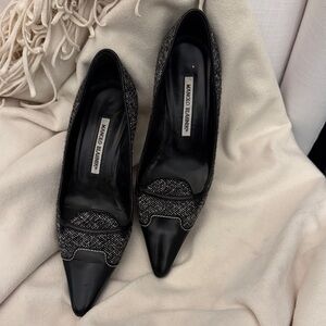 Manolo Blahnik Black and Gray Heels